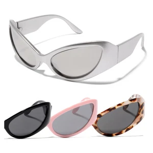 ShadyVEU Retro Futuristic Cat Eye Kim K Bad Bunny Modern Mens Womens Sunglasses - Picture 1 of 14