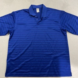 Adidas Climalite Polo Shirt Adult XL Blue Striped Athletic Mens - Picture 1 of 7