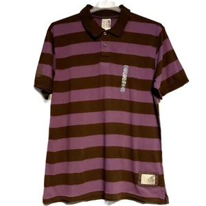 Old Navy Herren Poloshirt im Polo-Stil Größe Large lila braun gestreift Baumwolle neu mit Etikett - Bild 1 von 13