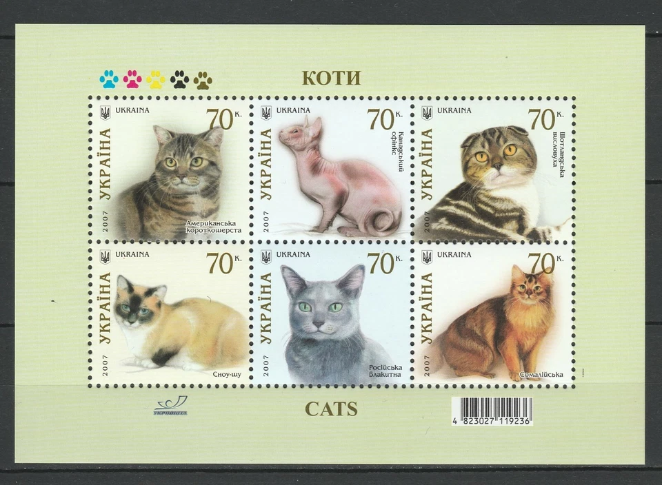 Ukraine 2007 Animals, Pets, Cats MNH sheet - Image 1 of 1