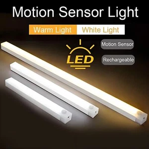 LED Motion Sensor Under Cabinet Closet Light USB Rechargeable Kitchen Lamp Strip - Picture 1 of 27
