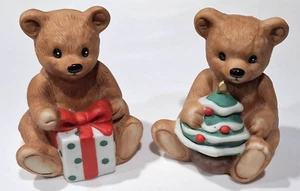 Vintage Paar Homco Teddybär Figuren bemalt Keramik Weihnachtsbaum ~ Geschenk #5505 - Bild 1 von 19