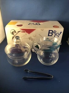 Clear Covered Sugar & Creamer  & Sugar Cube Tongs BRIO By Colony Original Box - Picture 1 of 11