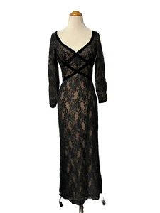 Victor Costa Black Victorian Gothic Lace Gown - Picture 1 of 7