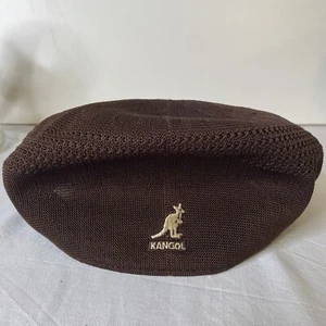 Vtg Kangol Ventair Spell Out Newsboy Cabbie Hat Cap Brown MediumSamuel L Jackson - Picture 1 of 5