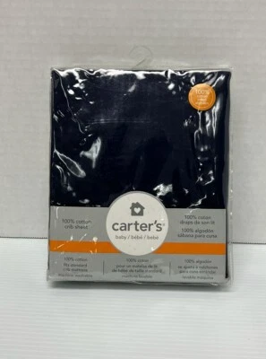 Sábana bajera ajustada de algodón azul marino con satén Carters Foto 1 de 3