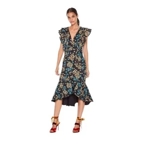 La Maison Talulah Stormy Flounce Midi Dress Size M Floral Pattern Ruffle Party - Picture 1 of 12