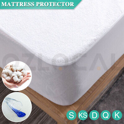 All Size Fully Fitted Terry Cotton Waterproof Mattress Protector Bed Soft Cover • 14.19$