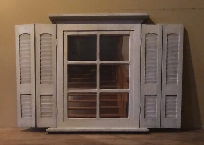 Wood Cottage WindowPane Mirror w/Shutter Wall Decor - Image 1 of 4