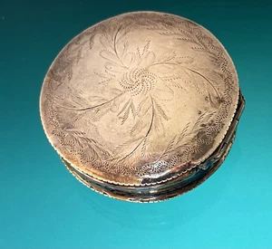 1800s Antique 835 Dutch Silver Etched Round Snuff Pill Box Hinged Minerva Lion - Picture 1 of 16