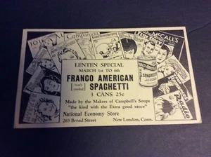 Especial de Cuaresma marzo 1937 ESPAGUETIS FRANCO AMERICANOS Campbell's Soup Company - Imagen 1 de 2