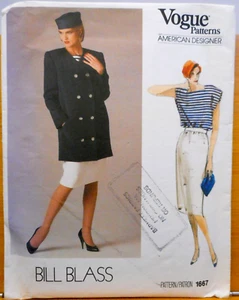 Vintage Vogue Muster 1667 amerikanischer Designer Bill Blass Gr. 12 Jacke Top Rock FF - Bild 1 von 3