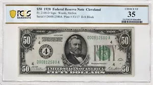 RSM 1928 $50 Federal Reserve Note Cleveland (Numeral #4/SN.D00812580A) PCGS 35 - Picture 1 of 2