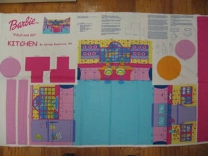 Barbie "Fold and Go" Kitchen Fabric Panel Springs Industries-Mattel 2001 - Picture 1 of 4