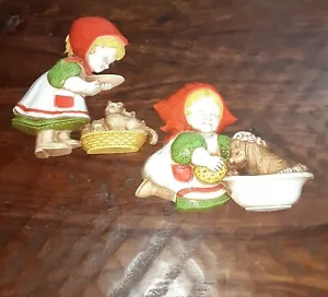 Vintage Homeco 1977 " Mädchen badende Haustiere " Wandtafeln, skurril - Bild 1 von 4