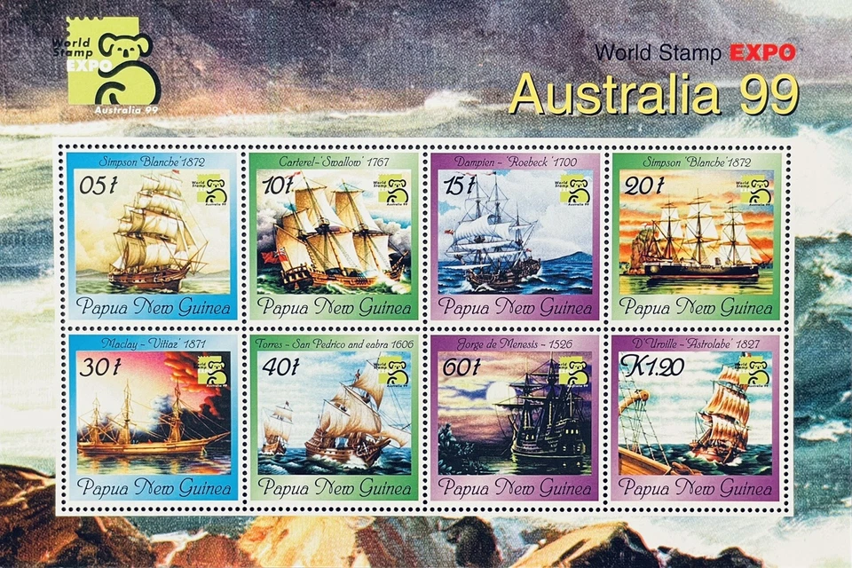 PAPUA NUEVA GUINEA AUSTRALIA 99 HOJA DE SELLOS DE BARCO 1999 MNH BARCO VELEROS 2 Foto 1 de 1