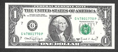 1988A $1 Web Note FRN, fr. 1917, G47801770P Run 8-GP Block 4-8, UNC - Image 1 of 2