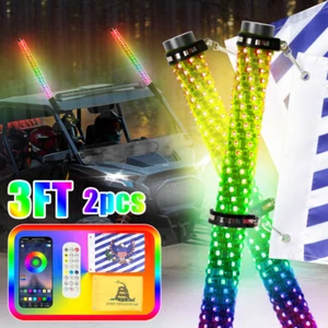 2024 NUEVO LED Grueso Látigo Espiral Persecución RGB 3FT Látigo Graso Luz Para Polaris UTV - Imagen 1 de 9