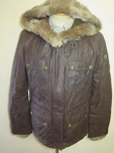 Belstaff Ladies Gold Label Dark Brown Fur Coat Parka Hooded Jacket UK 14 Euro 42 - Picture 1 of 12
