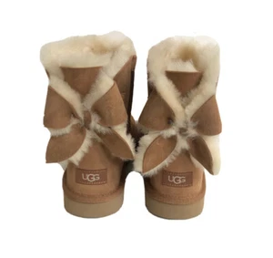 UGG CLASSIC MINI BAILEY HERITAGE BOW CHESTNUT BOOTS US 5 / EU 36 / UK 3 - Picture 1 of 5