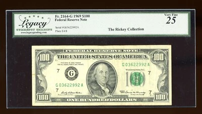 DBR 1969 $100 FRN Chicago Fr. 2164-G Legacy 25 Serial G03622992A - Image 1 of 2