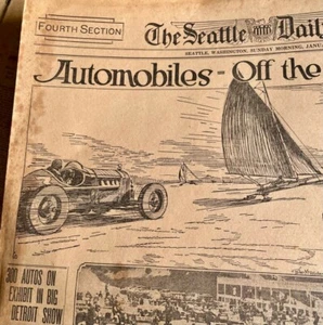 Seattle Times 1919 Sailing Motorcycle RR Race Car Essex Mail 1921 1923 1926 1927 - Picture 1 of 12