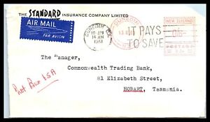 1961 NEW ZEALAND Cover-Standard Insurance Co, Dunedin/ Hobart,TASMANIA, Meter U5