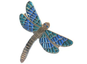 Impresionante broche de insignia de metal libélula azul y verde 30 mm NUEVO - Imagen 1 de 1