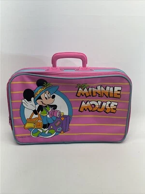 Disney Minnie Mouse Maleta con Ruedas Viaje Rosa Cremallera Nylon Niños De Colección Foto 1 de 4
