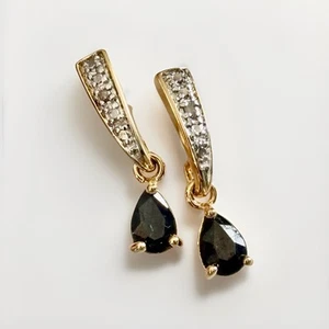 Vintage Trifari Black Stone Stud Dangle Earrings  - Picture 1 of 7