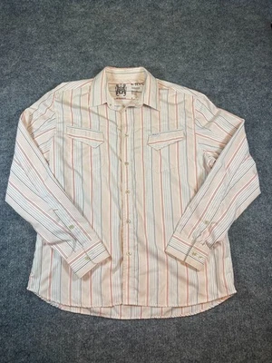 RVCA Integrate 男式长袖纽扣条纹正装衬衫,尺寸 XL — 第 1/4 张图片