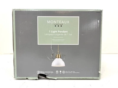 Monteaux Lighting Shelston 10 pulgadas Colgante 1 luz blanco y latón Foto 1 de 2