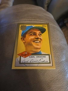 Tarjeta de béisbol Carl Erskine 2002 Topps 1952 reimpresiones #52R-3 Brooklyn Dodgers - Imagen 1 de 2