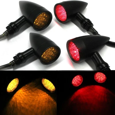 4x Luz intermitente LED de señal de giro de bala negra para motocicleta para Harley Davidson Dyna Foto 1 de 4
