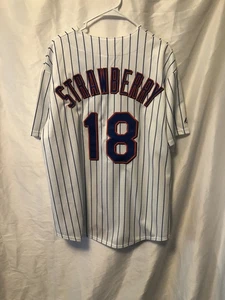 Jersey De Colección Darryl Fresa Hombres 2XL Blanco Rayas Mets Majestuoso Diamante Y2K - Imagen 1 de 9