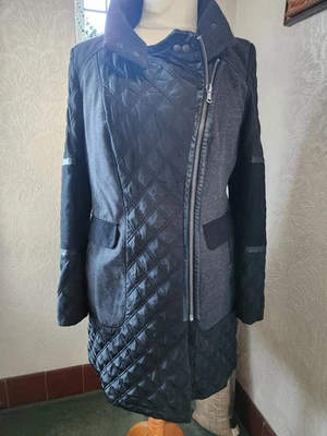 BLACK DARK GREY QUILTED FITTED COAT NEXT SIZE 12 DEFECT  - Image 1 of 4