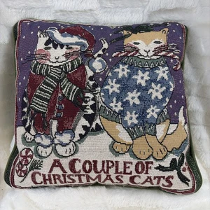 Cuscino Vintage Arazzo Accento Gatto Natale Novità Stampa Holiday Kitsch 11,5x11,5 - Foto 1 di 6