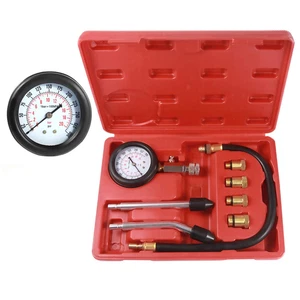 HW0130 8Pcs Petrol Engine Cylinder Compression Tester Kit Automotive Tool Gauge - Picture 1 of 8