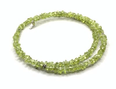 Designer DP India Sterling Silver Green Peridot Beaded Coil Wrap Necklace - Image 1 of 4