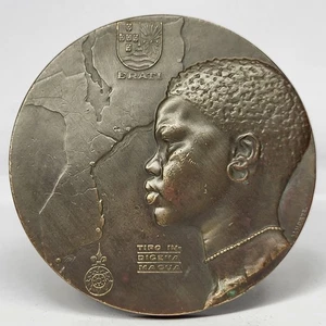 NAVY/ MOZAMBIQUE/ MAKUA WOMAN/ ERATI TANKER SHIP 1956 Bronze Medal by M. NORTE - Picture 1 of 6