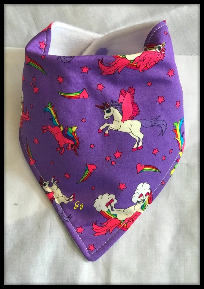 GIRL*GLAMOUR Pechera púrpura unicornio babero bandana vestido bebé tela de comida