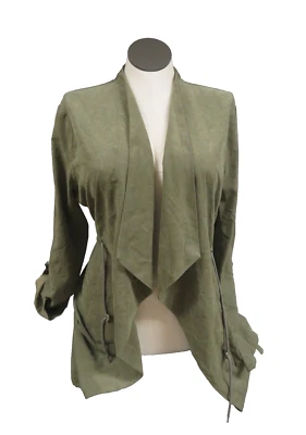 Chaqueta/Ablazer BKE Mujer Grande Largo Frente Abierto Verde Gamuza Como Foto 1 de 4