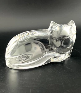 Cat Kitten Clear Crystal Art Glass Paperweight SIGNED De Sousa Val St. Lambert - Imagen 1 de 14