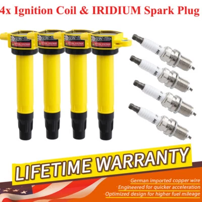 4X Ignition Coils + 4X Spark Plugs for Dodge Jeep Journey Compass 2.4L 4606824AB - Image 1 of 4
