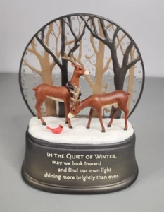 HALLMARK LIGHTED WINTER DEER CARDINAL SNOW SCENE IN THE QUIET OF WINTER RARE - Picture 1 of 8