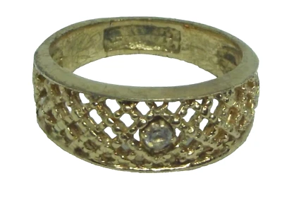 Avon кольцо женщин размер 8,25 (США) золото металлический филигранный группы со стразами акцент моды - Изображение 1 из 4