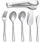 E-far Serving Utensils, 6 Pieces Stainless Steel Serving Spoon, Slotted Spoon,