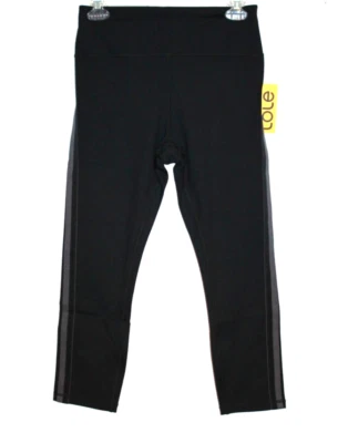 Legging Recortado Lole Eliana Negro con Rayas Grises Talla Mediana M LSW3794 NUEVO Foto 1 de 2