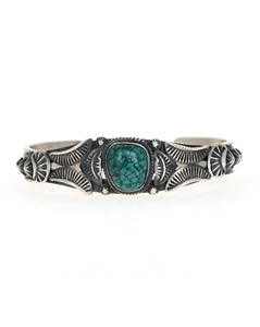 Bracciale turchese montagna nuvola naturale dell'artista Navajo Gilbert Tom - Foto 1 di 5