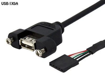 1ft. USB 2.0 A Female Panel Mount to Internal 5-Pin USB IDC Motherboard Header  - Image 1 of 2
